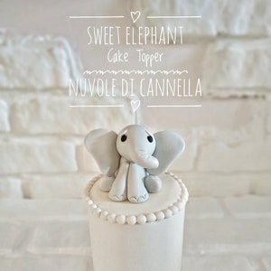 Elefante Cake Topper pasta zucchero- Elephant Cake Topper - Decorazione torta Primo compleanno-Battesimo - Baby Shower