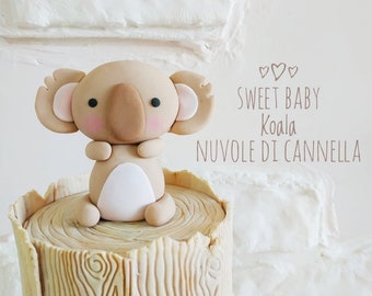 Woodland Koala Cake Topper - Animaux de la forêt - Décorations en pâte à sucre - Animaux de fée - Coala -