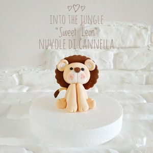 Leone Cake Topper pasta zucchero- Leon Cake Topper - Giungla - Jungle - Decorazione torta Primo compleanno-Battesimo - Baby Shower
