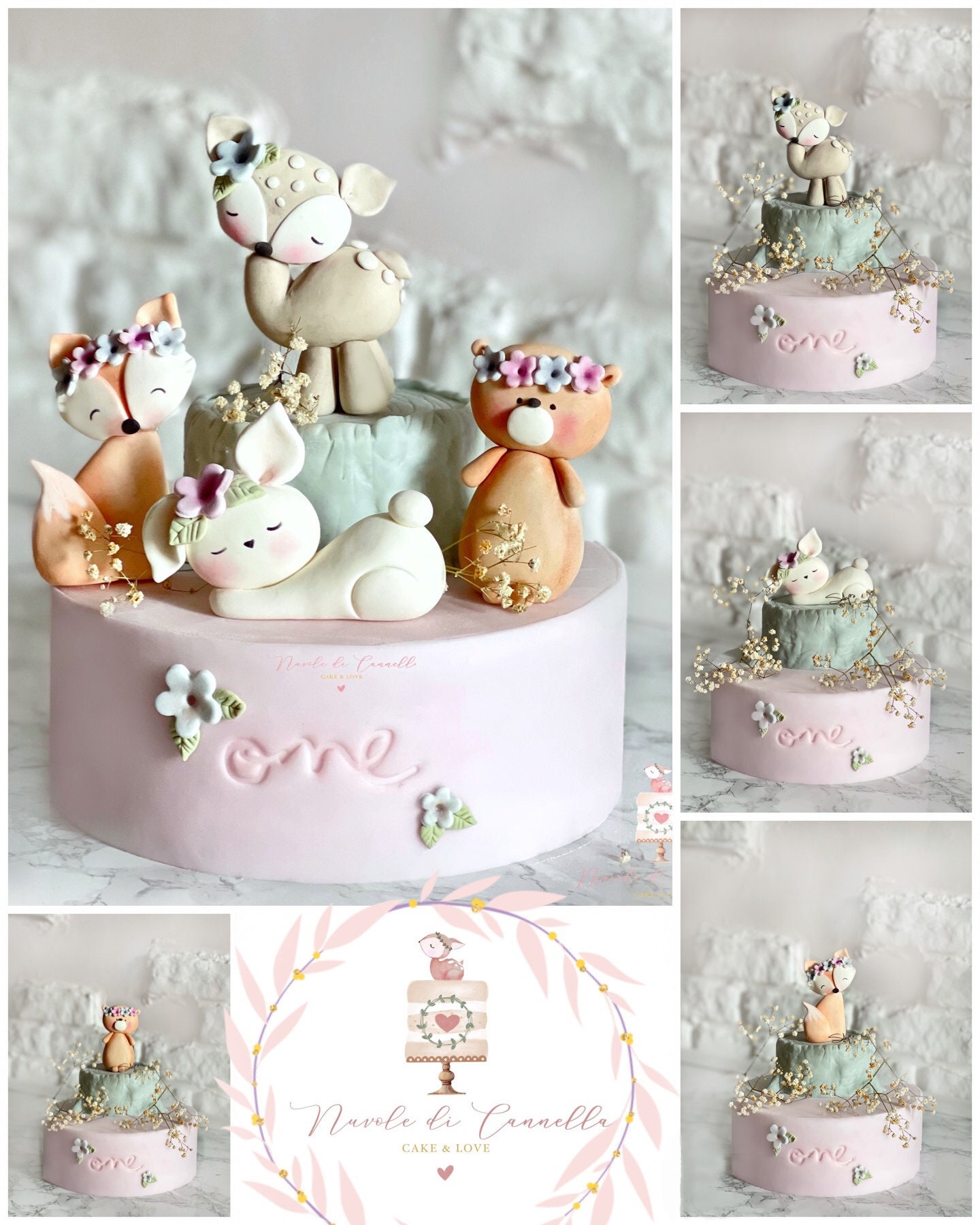 48 Pezzi Topper Per Torta E Cupcake A Tema Animali Del Bosco - Decorazioni In Carta E Legno Per Compleanno E Baby Shower