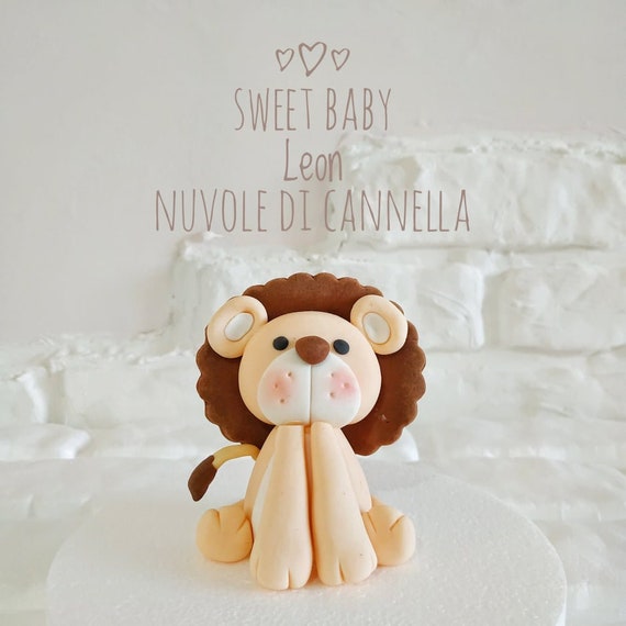 Lion Cake Topper pâte à sucre Leon Cake Topper Jungle Jungle Décoration  Gâteau Premier Anniversaire-Baptême Baby Shower -  France