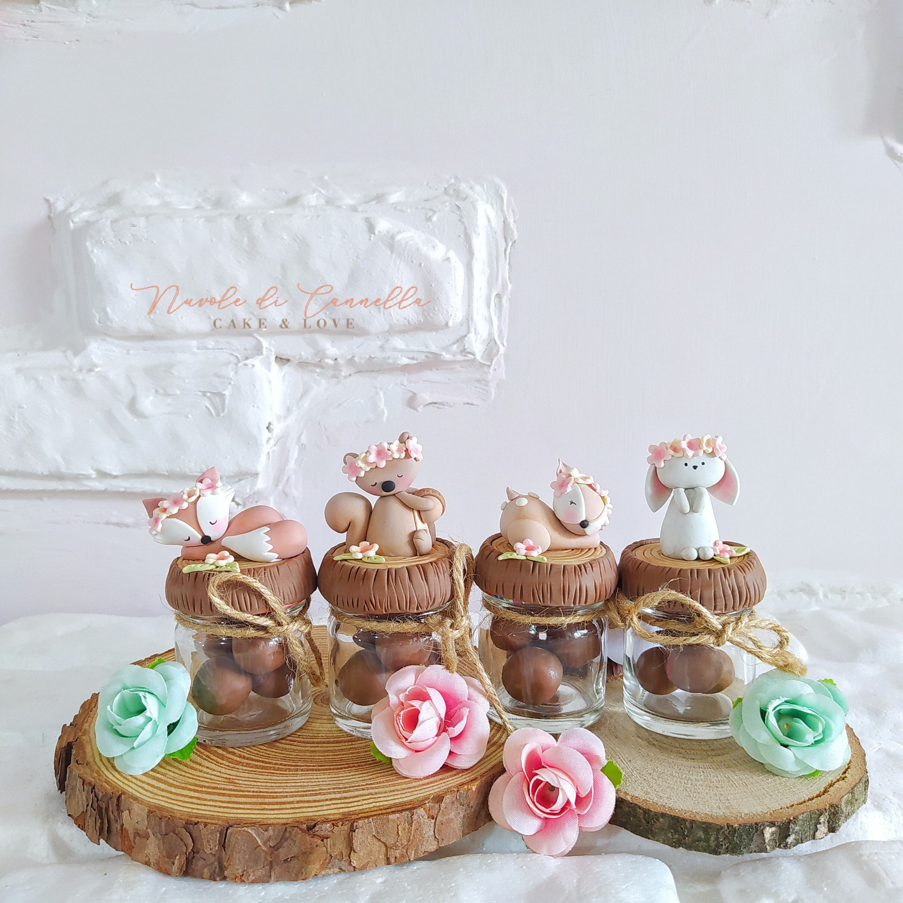Woodland glass jar-Topper-Favors-Place card-Woodland animals-Candy Box-Fancy Sweet Box-Bonbonniere-Candy Jar-Faveurs Mariage