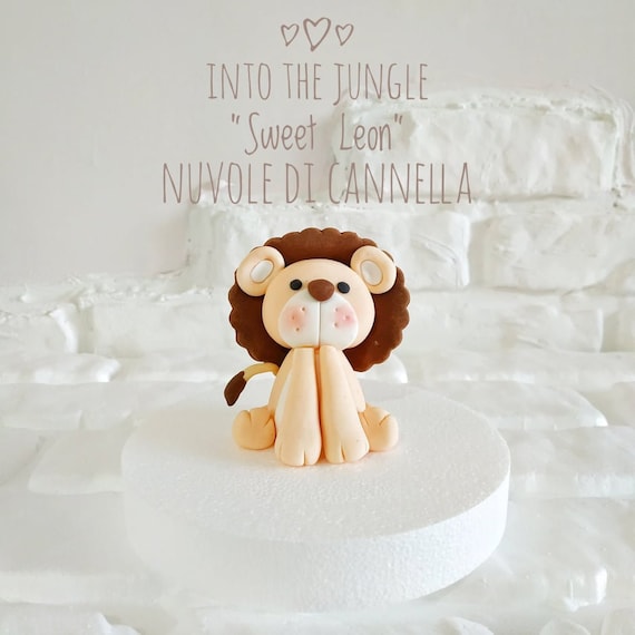 Leone Cake Topper pasta zucchero Leon Cake Topper Giungla Jungle  Decorazione torta Primo compleanno-Battesimo Baby Shower -  Italia