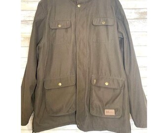 Jack Murphy Men's Fishing Shooting Hunting Waxed Jacket 3XL Olive Green Full Zip Waterproof