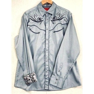 Patron Cito Red Label Men&#39;s Western Shirt L With Pearl Snaps & Embroidered Detail
