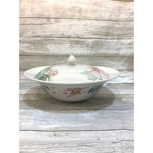 Johnson Brothers Covered Soup Tureen 10&quot; - White Ceramic with Floral Design