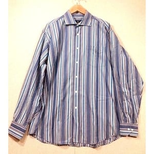 Bugatchi Uomo Men&#39;s XL Striped Button-Down Shirt Long Sleeve Blue/Purple