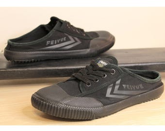 Feiyue 1920 Black Canvas Mule Sneakers Shoes Women US 9