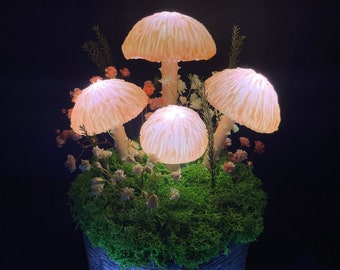 Pink Mushroom Lamp: Fairy Night Light, USB Glowing Decor