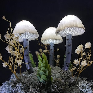 Серая лампа-гриб Волшебный свет в темноте Led Психоделический декор Эстетический Tumblr Светящийся грибок