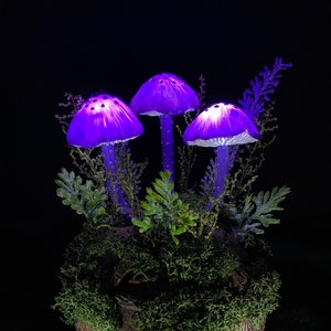 Violet mushroom lamp Desk night light Magic light in the dark Led Psychedelic decor Aesthetic Tumblr Glowing fungus cottagecore aesthetic