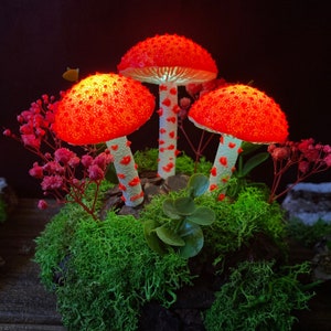 Neon Orange Mushroom Lamp Table night light Ambient lights Bedroom bedside lamp Mushroom decor Nightstand lamp Fairy night light