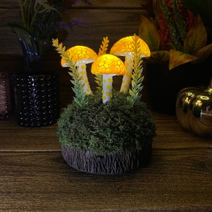 Orange mushroom night light lamp Cool night light Psychedelic Magic Led lamp Scandinavian lamp USB night light