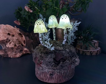 Handgemaakt paddenstoelnachtlampje: bosdecor van polymeerklei