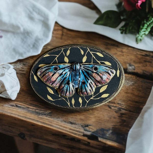 Hand-Painted Luna Moth Wall Art: Whimsigoth Dark Academia Decor