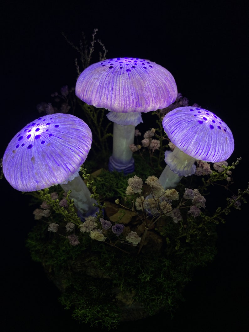Purple mushroom lamp mushroom lights LED mood lamp stunning lamp nightstand lamp USB night light image 5