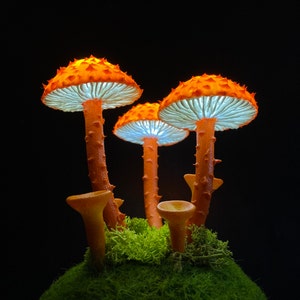 Orange Mushroom Night Light: Psychedelic LED Lamp, USB Decor