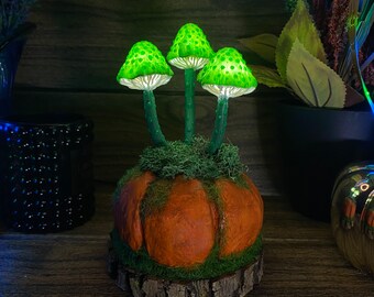 Halloween Mushroom Night Light: Pumpkin Decor, Unique Kids Room LED Lamp