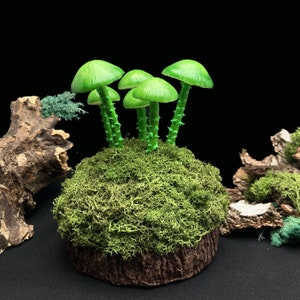 Green Mushroom Night Light: Polymer Clay Glowing Lamp, Desk Decor (USB)