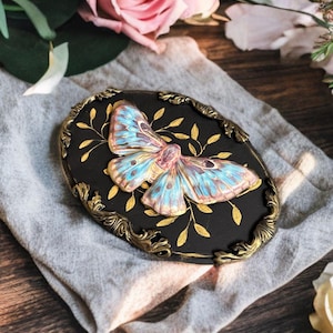 Whimsigoth Luna Moth Wall Art – Mystical Home Decor – Victorian Dark Academia Butterfly Frame – Bohemian Nature Wall Hanging