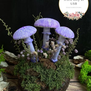 Purple mushroom lamp mushroom lights LED mood lamp stunning lamp nightstand lamp USB night light image 2