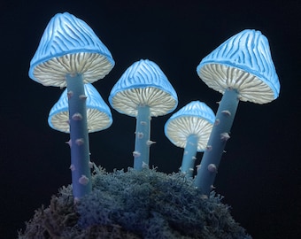Blue mushroom lamp Mushroom night light psychedelic lamp ambient table night light USB night light