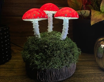 Handgemaakt paddenstoelnachtlampje: Cottagecore Amanita-lamp