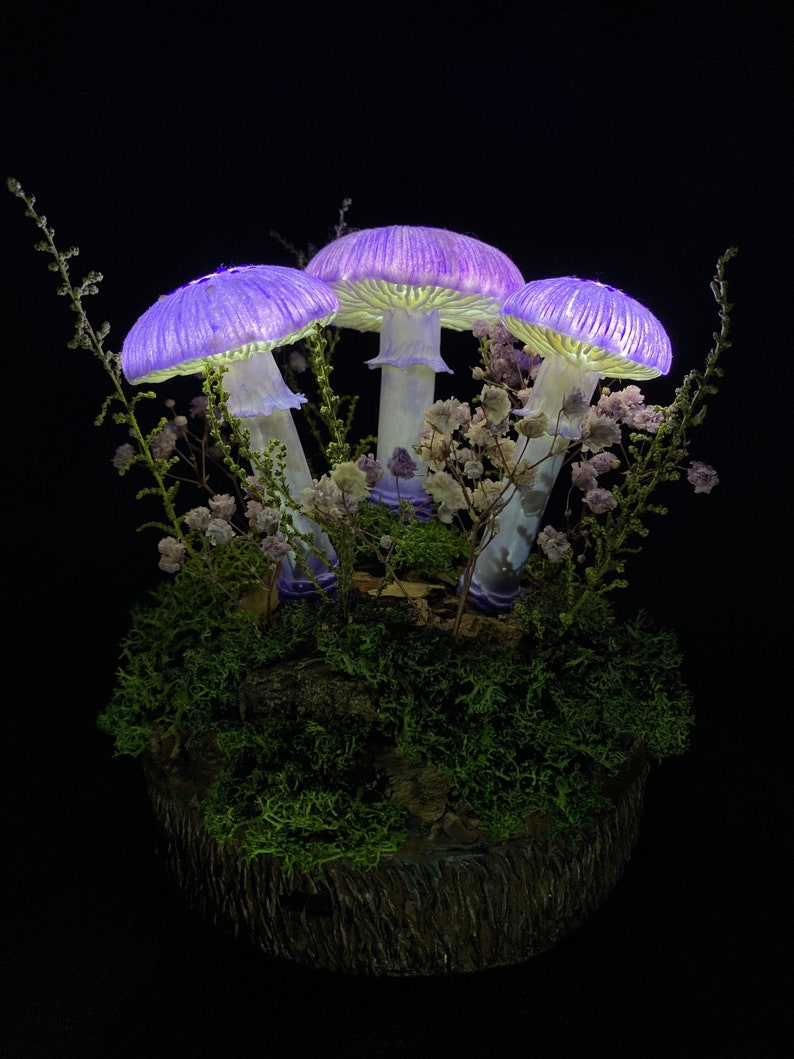 Purple mushroom lamp mushroom lights LED mood lamp stunning lamp nightstand lamp USB night light image 1