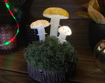 Brown Amanita Mushroom Lamp Modern Decor Lamp Mushroom Night Light Fairy Lights Magical Glow Creative Table Lamp Gifts for her Unique Gift
