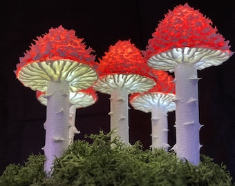 Handmade Mushroom Night Light: Polymer Clay Amanita Lamp, USB Bedside Decor