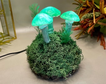 Turquoise Mushroom Lamp: Cottagecore Bedroom Night Light