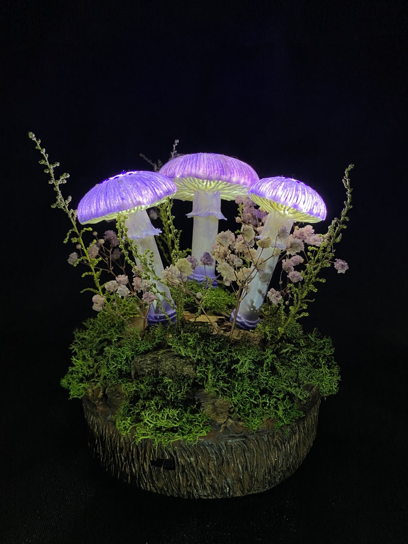 Purple mushroom lamp mushroom lights LED mood lamp stunning lamp nightstand lamp USB night light image 6