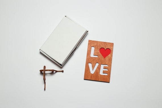 Him Or Her; Romantic Anniversary Gift Husband Love Card: Real Wood Valentines Day Card For Wife