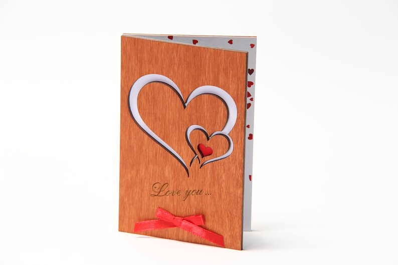 Love Romantic Greeting Card with Stand Wood Gift for Etsy