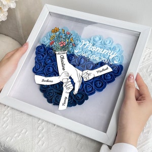Personalized We Love You Mommy Hand Holding Flower Shadow Box, Custom ...
