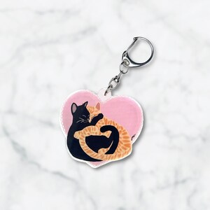 Chats câlins en coeur - Charm porte-clés
