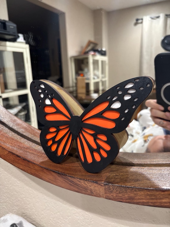 Wooden Monarch Butterfly Decor - Dia De Los Muertos Decor For Ofrenda