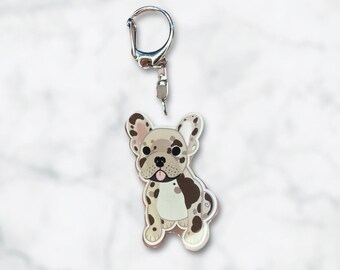 Spotted Frenchie Dog - Keychain Charm