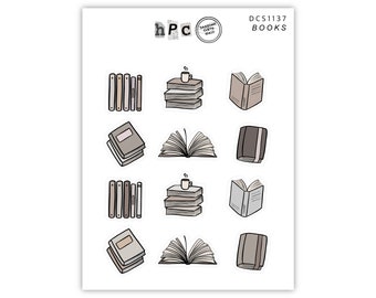 Bücherwurm Deko Sticker Bogen | Lese Journal Aufkleber | Gemütliche Bücher | Planer Aufkleber | Journaling Aufkleber | Bujo Sticker & Deko