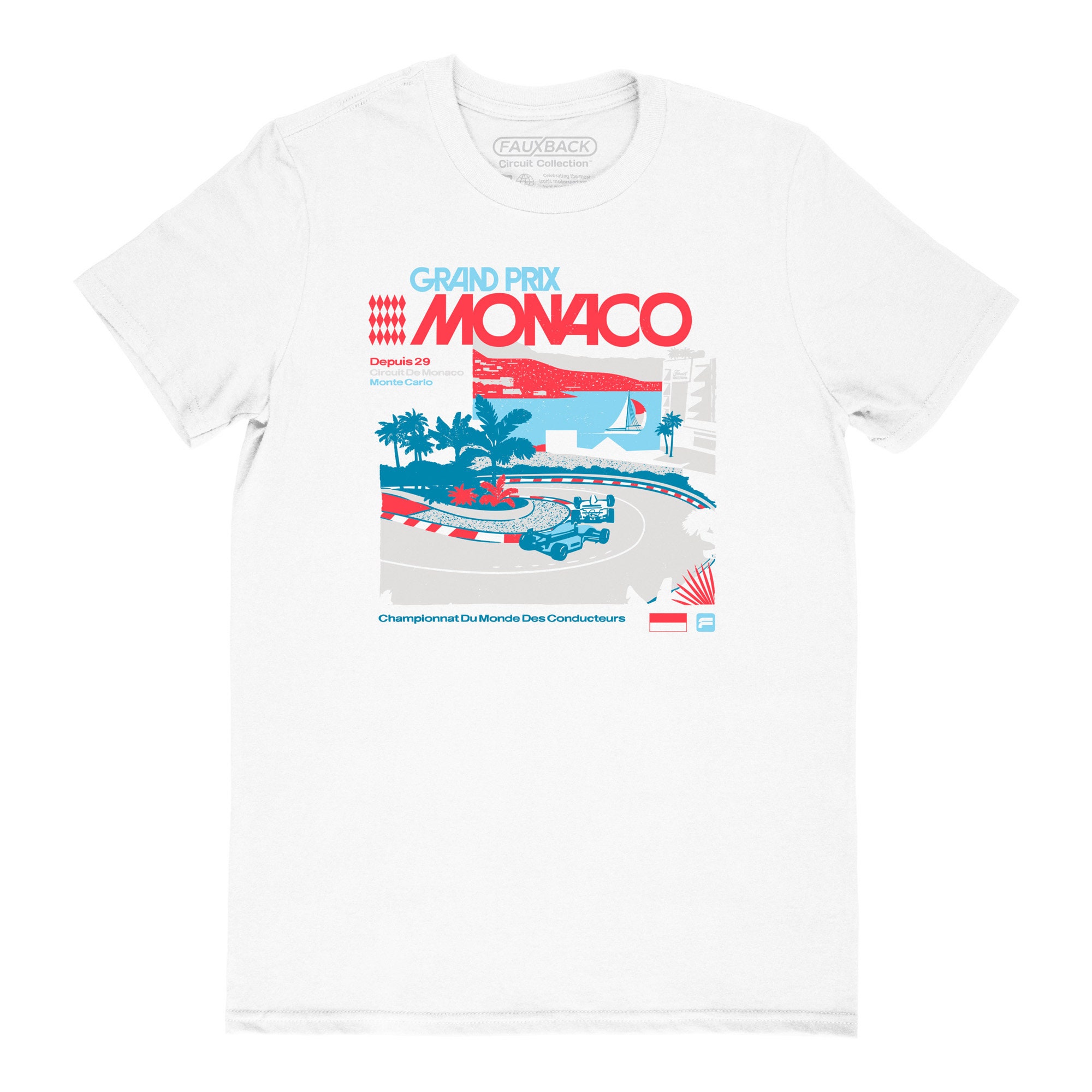 T-shirt JERZEES Formula ONE Grand Prix Monaco Manches Courtes Rouge Taille L Neuf