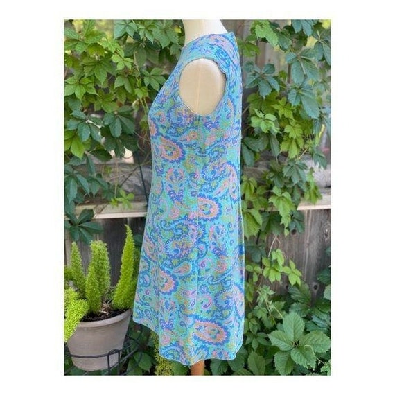 Vintage 50s 60s Mod Mini Dress Psychedelic Paisle… - image 7