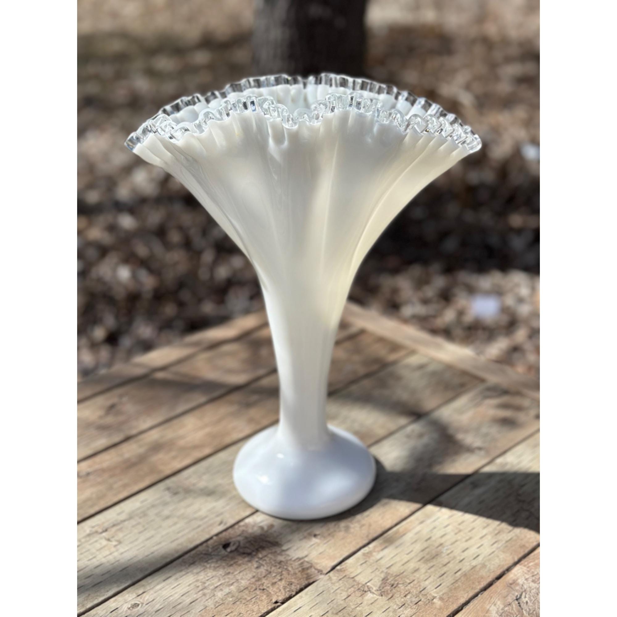 フェントン　花瓶　シルバークレスト ヴィンテージ ラージ フェントン シルバークレスト アートガラス