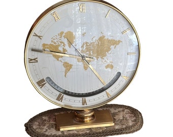 10” KIENZLE World Time Zone Clock Modernist Heinrich Moller Attributed Design Table 1960's Germany