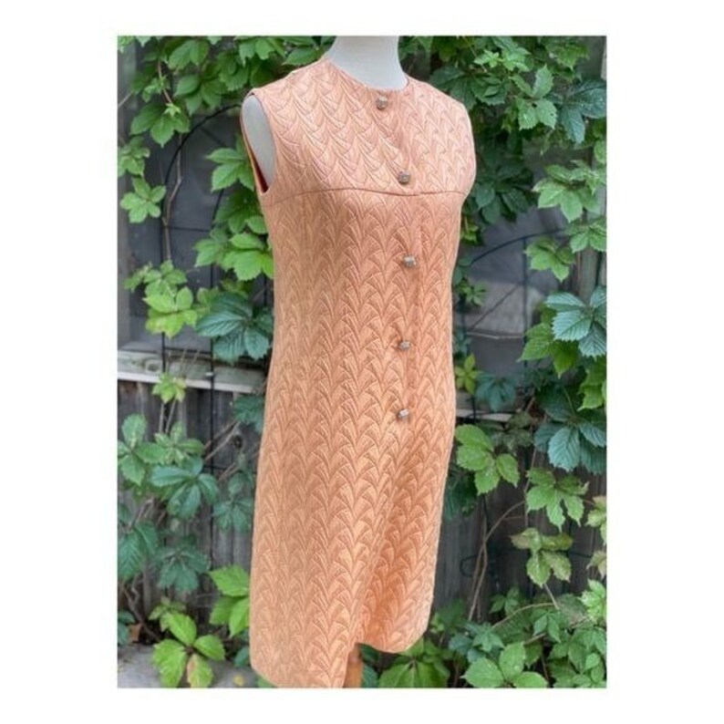 Early 1960's Gino Charles for Malcom Starr Shift Dress Peach Sleeveless Mod image 8