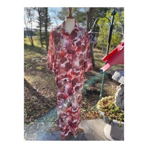 Vintage 1970s Silk Wrap Boudoir Robe Ruffle Sheer Loungewear