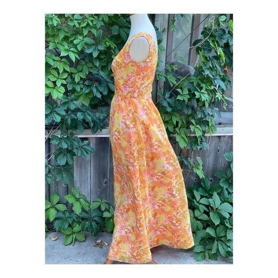 Vintage 50s formal Gown Dress Maxi Floral Chiffon… - image 5