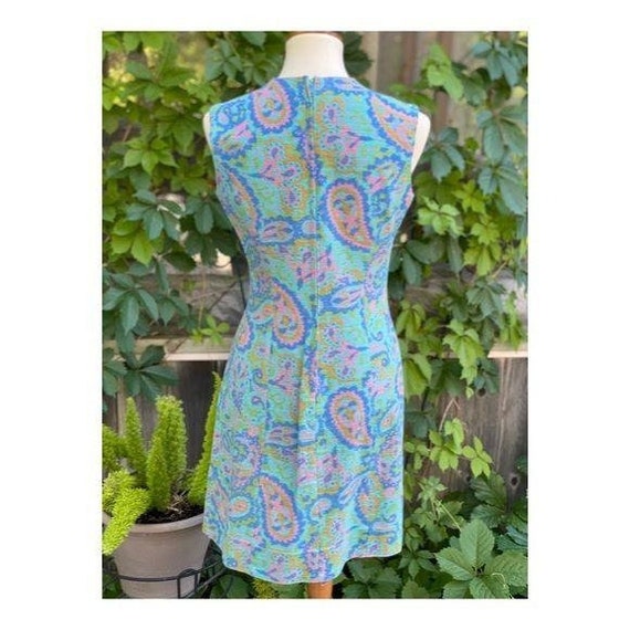 Vintage 50s 60s Mod Mini Dress Psychedelic Paisle… - image 6