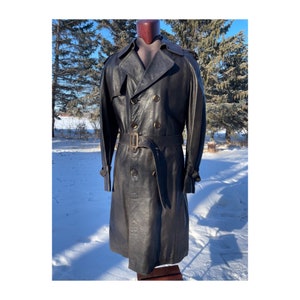 Mens store leather overcoat
