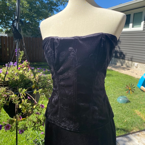 Vintage 90s Velvet Flocked Corset & Skirt Set Hall