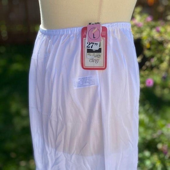 Vintage 70s White Midi Slip Skirt Lace Rose Detai… - image 2